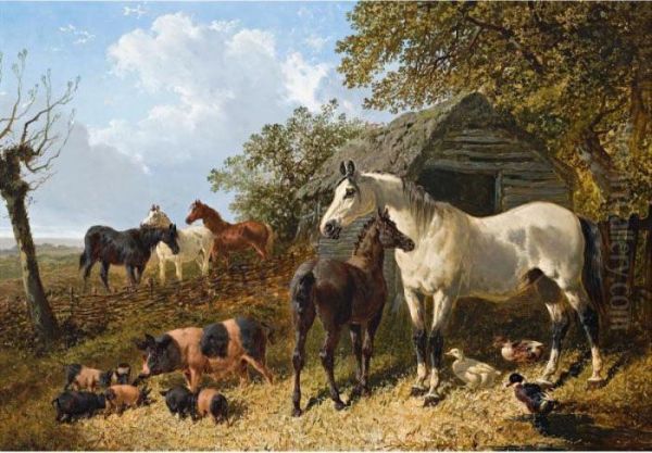 Farmyard Scene Oil Painting by John Frederick Herring Snr