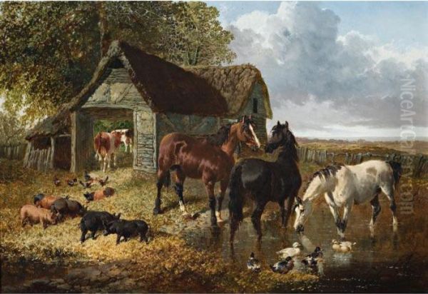 Farmyard Scene Oil Painting by John Frederick Herring Snr