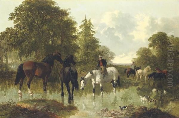 The Watering Place Oil Painting by John Frederick Herring Snr