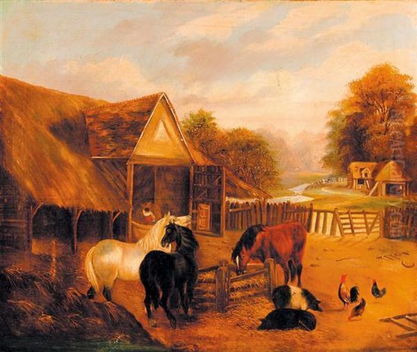 Farmyard Oil Painting by John Frederick Herring Snr