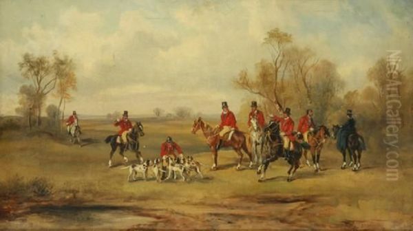 Jnr Hunting Scene Oil Oncanvas 
Signed 'j.f. Herring' Lower Right 38.5 X 66 Cm Provenance:leonard Joel 
Melbourne C.1965 Private Collection Melbourne Oil Painting by John Frederick Herring Snr