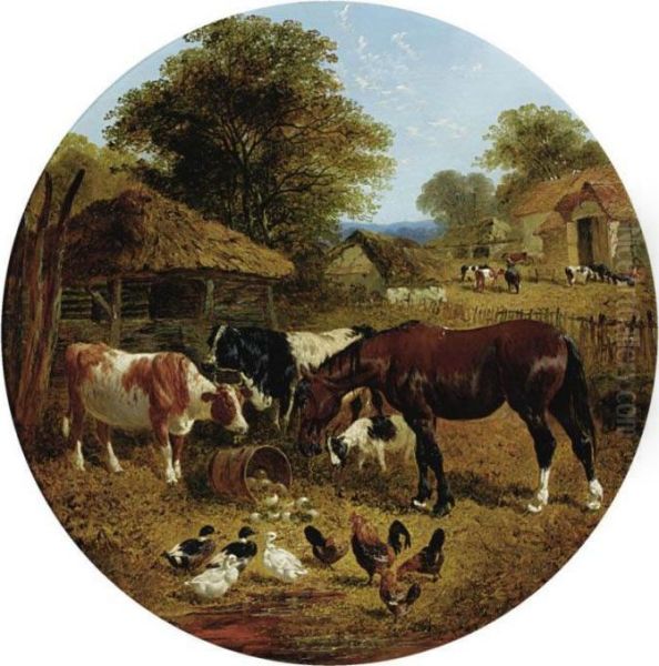 Farmyard Scene Oil Painting by John Frederick Herring Snr