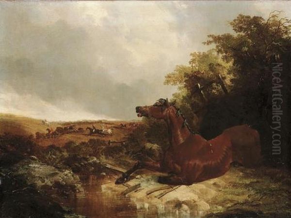 The Fallen Hunter Oil Painting by John Frederick Herring Snr