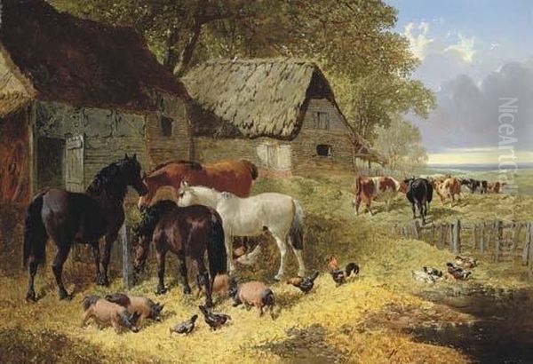 Farmyard Companions Oil Painting by John Frederick Herring Snr