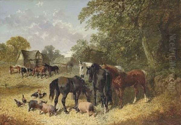 Feeding Time Oil Painting by John Frederick Herring Snr