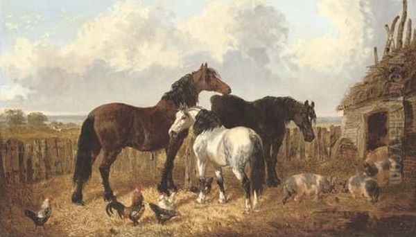 A Peaceful Day In The Farmyard Oil Painting by John Frederick Herring Snr