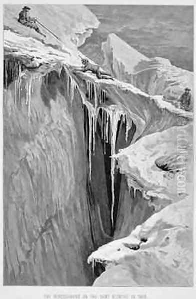 The Bergschrund on the Dent Blanche in 1865 from 'The Ascent of the Matterhorn engraved by Edward Whymper 1840-1911 Oil Painting by Mahoney, James