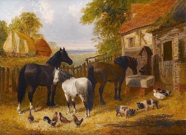 In The Farmyard Oil Painting by John Frederick Herring Snr