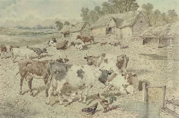 A Farmyard Scene With Cattle Oil Painting by John Frederick Herring Snr