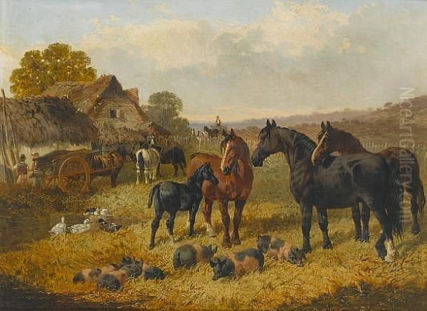 In The Farmyard Oil Painting by John Frederick Herring Snr