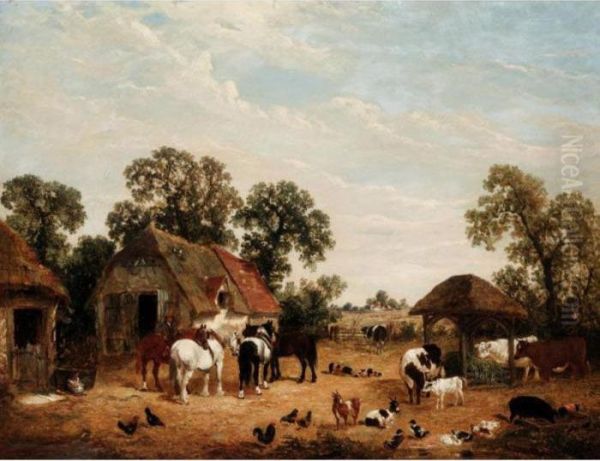 Animals In A Farm Yard by John Frederick Herring Snr