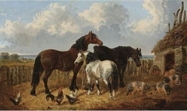 The Stableyard Oil Painting by John Frederick Herring Snr