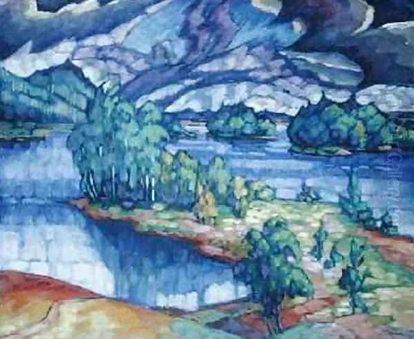 Lake Puhajarv 1918-21 Oil Painting by Konrad Magi