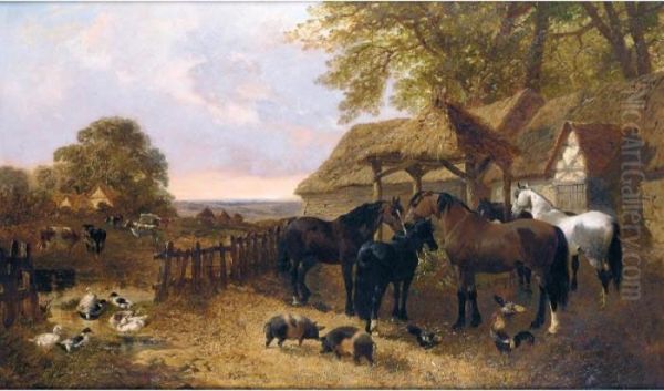 The Stable Yard Oil Painting by John Frederick Herring Snr