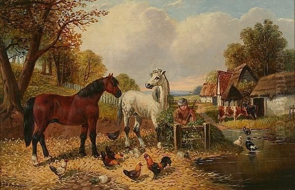 Feeding Time Oil Painting by John Frederick Herring Snr