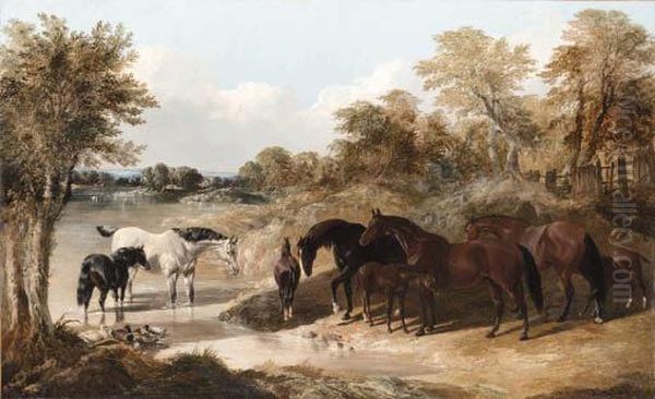 Signed And Dated 'j.f. Herring 
1846' (lower Left) And Inscribedwith The Names Of The Horses Oil Painting by John Frederick Herring Snr