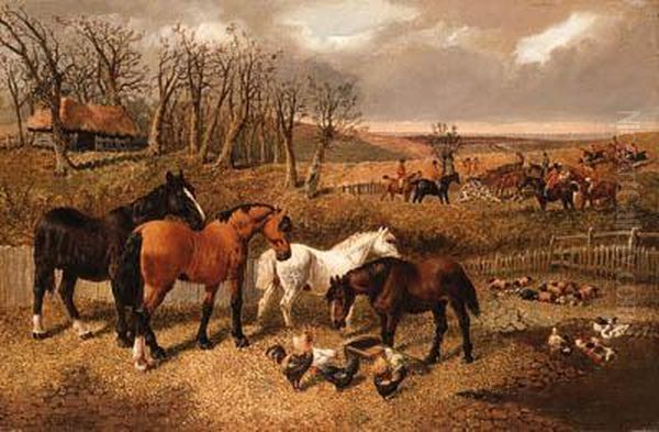 End Of The Hunt Oil Painting by John Frederick Herring Snr