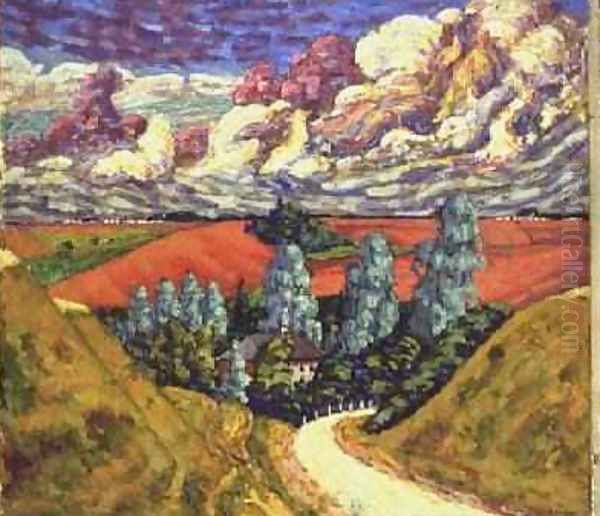 On the Way to Tartu from Viljandi 1915-6 Oil Painting by Konrad Magi