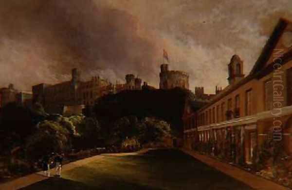 View of Windsor Castle from Travers College Oil Painting by Alfred Montague