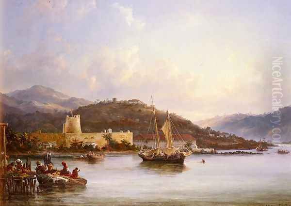 Unloading Vegetables In Charlotte Amalie, St. Thomas Oil Painting by Fritz Sigfred Georg Melbye