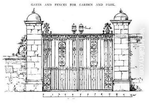 Gates and fences for garden and park from The Art and Craft of Garden Making 2 Oil Painting by Thomas Hayton Mawson