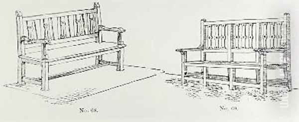 Garden benches from Thomas Mawsons The Art and Craft of Garden Making Oil Painting by Thomas Hayton Mawson