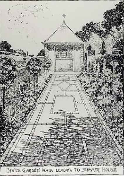 Paved Garden Walk Leading to Summer House from Thomas Mawsons The Art and Craft of Garden Making Oil Painting by Thomas Hayton Mawson