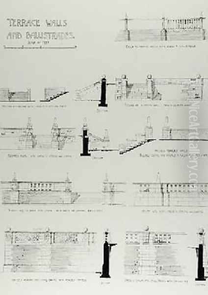 Terrace Walls and Balustrades from Thomas Mawsons Studies in Town Planning Oil Painting by Thomas Hayton Mawson