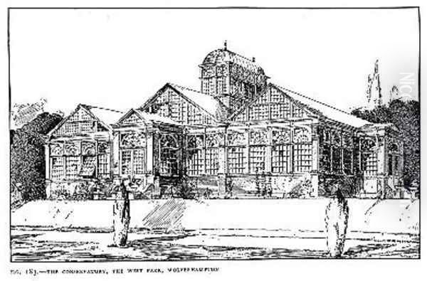 The Conservatory the West Park Wolverhampton from The Art and Craft of Garden Making Oil Painting by Thomas Hayton Mawson