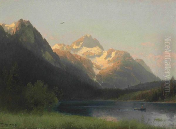 Mountain Lake In Norway Oil Painting by Herman Herzog