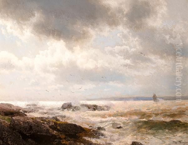 Coast On Vinal Haven Oil Painting by Herman Herzog