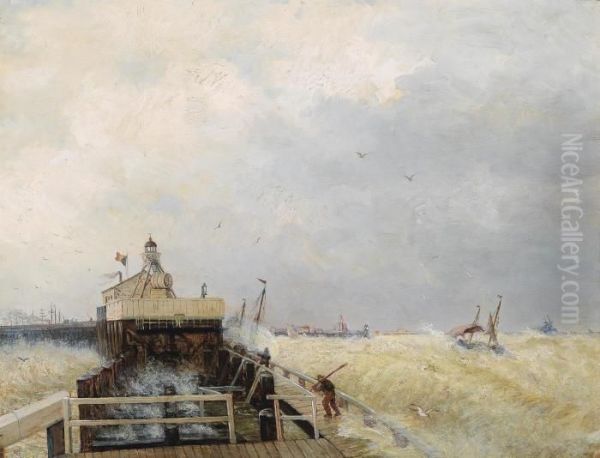 Port Of Ostend Oil Painting by Herman Herzog