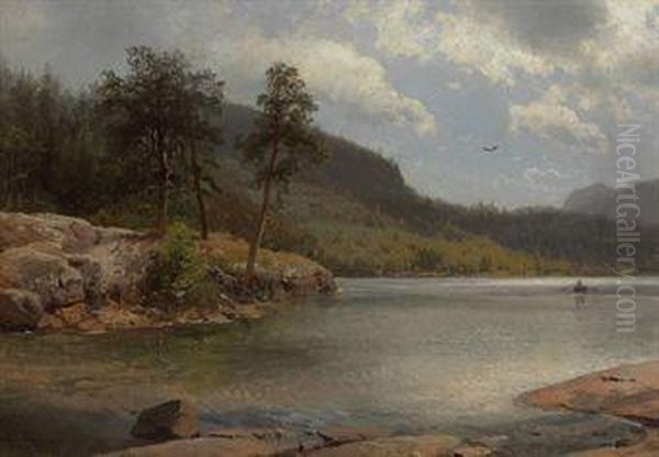 Inlet On Lake George Near Fourteen Mile Island Oil Painting by Herman Herzog