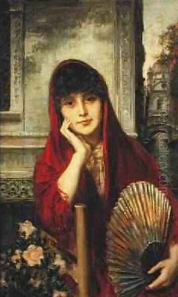 Venetian Beauty Oil Painting by Ricardo de Madrazo y Garreta