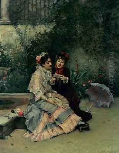 Two Spanish Women Oil Painting by Ricardo de Madrazo y Garreta