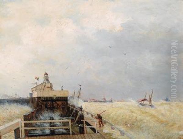 Hafen In Ostende Oil Painting by Herman Herzog