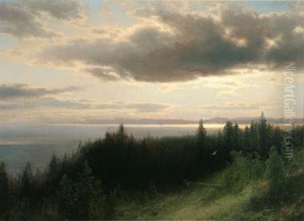 View Of Penobscot Bay Oil Painting by Herman Herzog