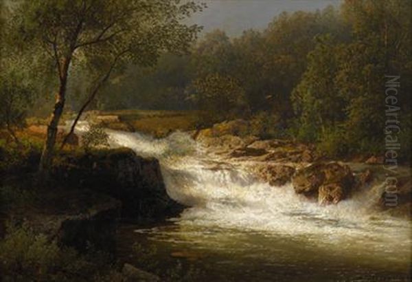 Jackson Falls, N. Hampshire Oil Painting by Herman Herzog