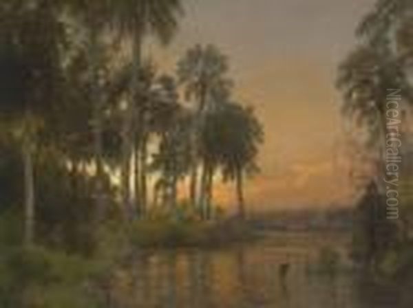 Florida Sunset Oil Painting by Herman Herzog