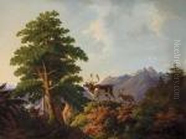 Mountain Landscape Oil Painting by Herman Herzog