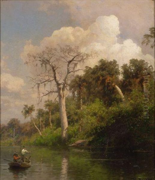 Fishing In The Everglades Oil Painting by Herman Herzog