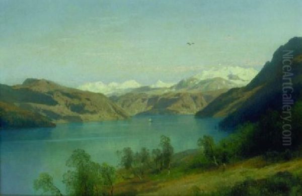 View In Sognefjord, Norway Oil Painting by Herman Herzog