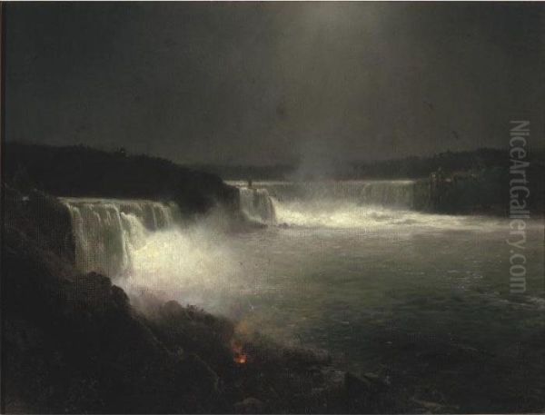 Niagara Falls Nocturne Oil Painting by Herman Herzog