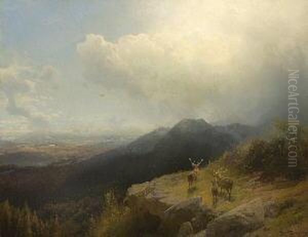 Vorgebirgslandschaft Oil Painting by Herman Herzog