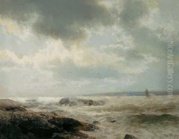 ''coast On Vinal Haven, Maine'' Oil Painting by Herman Herzog