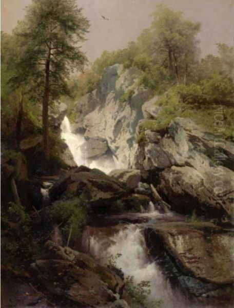 Waterfall Oil Painting by Herman Herzog