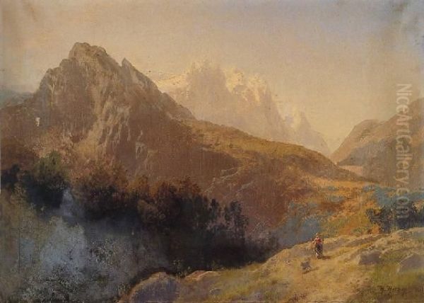 In The Alps Oil Painting by Herman Herzog