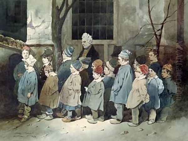 Schoolboys in the Playground Oil Painting by Henri Bonaventure Monnier