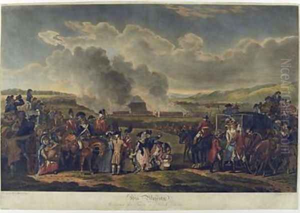 His Majesty Reviewing Troops on Blackheath 1787 etched by R Pollard Oil Painting by Mason, W.H.