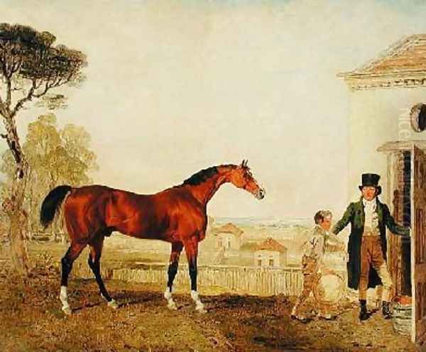 Sultan at the Marquess of Exeters Stud Burghley 1826 Oil Painting by Lambert Marshall